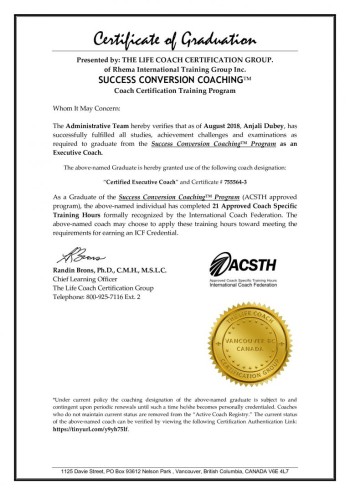 Certificate of Graduation in Executive Coach